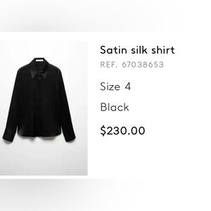 NWT Victoria Beckham X Mango Black Silk Top Size 4